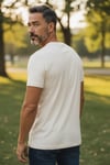 TRİKO YAKA BEJ %100 PAMUK TSHİRT