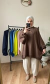 2 İplik İnce Oversize Sweat ACI KAHVE