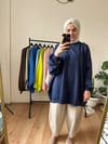 2 İplik İnce Oversize Sweat LACİVERT