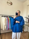 2 İplik İnce Oversize Sweat SAKS MAVİ