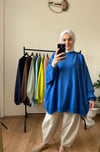 2 İplik İnce Oversize Sweat SAKS MAVİ
