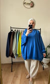 2 İplik İnce Oversize Sweat SAKS MAVİ