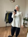 Balıkçı yaka triko kazak Ekru