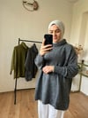 Balıkçı yaka triko kazak Füme