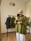 Balıkçı yaka triko kazak Yağ Yeşili
