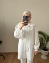 Bebe Yaka Poplin Gömlek Beyaz
