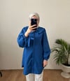 Bebe Yaka Poplin Gömlek Saks Mavi