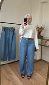 Kemerli Tensel Kot Pantolon KOT MAVİ
