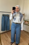 Kemerli Tensel Kot Pantolon KOT MAVİ