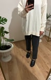 Likralı Mom Jean Taşlanmış Gri