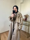 Oversize Astarlı  Trençkot Uzun CAMEL