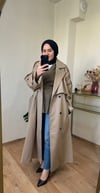 Oversize Astarlı  Trençkot Uzun CAMEL