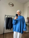 Oversize Şardonlu Sweat MAVİ