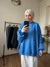 Oversize Şardonlu Sweat MAVİ