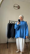 Oversize Şardonlu Sweat MAVİ