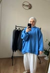 Oversize Şardonlu Sweat MAVİ