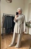 Oysho Kumaş Büzgülü Takım BEJ