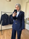 Pile Detay Blazer Takım LACİVERT
