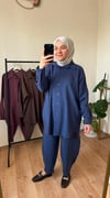 Tensel Kumaş Şalvar Takım LACİVERT
