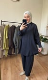 Tensel Kumaş Şalvar Takım SİYAH