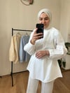 Yakası Pile Detay Gömlek BEYAZ