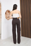 Bitter Kahve Yüksek Bel Wide Leg Jean Pantolon