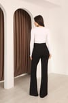 Siyah Önü Dikişli Slim Fit İspanyol Paça Pantolon