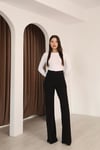 Siyah Önü Dikişli Slim Fit İspanyol Paça Pantolon
