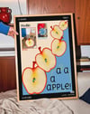 A A A Apple Modern Duvar Tablosu - Mavi Elma Grafik Poster