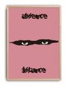 Absence Distance Pembe Göz Tipografik Duvar Tablosu