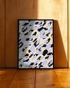 Abstract Marks Mavi Siyah Soyut Fırça Desenli Duvar Tablosu