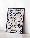 Abstract Marks Mavi Siyah Soyut Fırça Desenli Duvar Tablosu