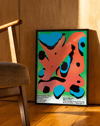 Abstract Room Modern Duvar Tablosu – Yeşil Zeminli Renkli Grafik Poster