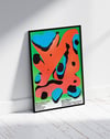 Abstract Room Modern Duvar Tablosu – Yeşil Zeminli Renkli Grafik Poster