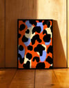 Abstract Spots Turuncu Mavi Soyut Desen Duvar Tablosu