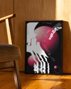 Amoeba Orbit Modern Duvar Tablosu – Siyah Pembe Abstract Organik Poster