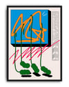 Azure Trace Modern Duvar Tablosu – Mavi Turuncu Grafik Abstract Poster