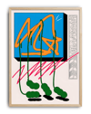 Azure Trace Modern Duvar Tablosu – Mavi Turuncu Grafik Abstract Poster