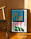 Azure Trace Modern Duvar Tablosu – Mavi Turuncu Grafik Abstract Poster
