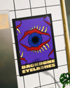 Backbone Eyelashes Modern Duvar Tablosu – Mor Zeminli Göz ve Dudak Poster