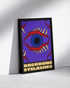 Backbone Eyelashes Modern Duvar Tablosu – Mor Zeminli Göz ve Dudak Poster