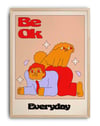 Be OK Everyday Renkli Figüratif Duvar Tablosu - Krem Zeminli Tipografik Poster