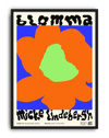Blomma Flower Modern Duvar Tablosu – Turuncu Mavi Tipografik Çiçek Poster