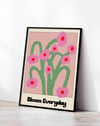 Bloom Everyday Pembe Retro Çiçek Duvar Tablosu