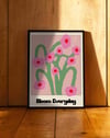 Bloom Everyday Pembe Retro Çiçek Duvar Tablosu