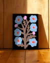 Blue Branch Mavi Pembe Dallı Retro Çiçek Duvar Tablosu