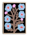 Blue Branch Mavi Pembe Dallı Retro Çiçek Duvar Tablosu