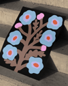 Blue Branch Mavi Pembe Dallı Retro Çiçek Duvar Tablosu