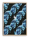 Blue Faces Modern Duvar Tablosu – Mavi Maske Kolaj Poster
