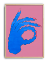 Blue Gesture Modern Duvar Tablosu – Pembe Mavi El İşareti Poster